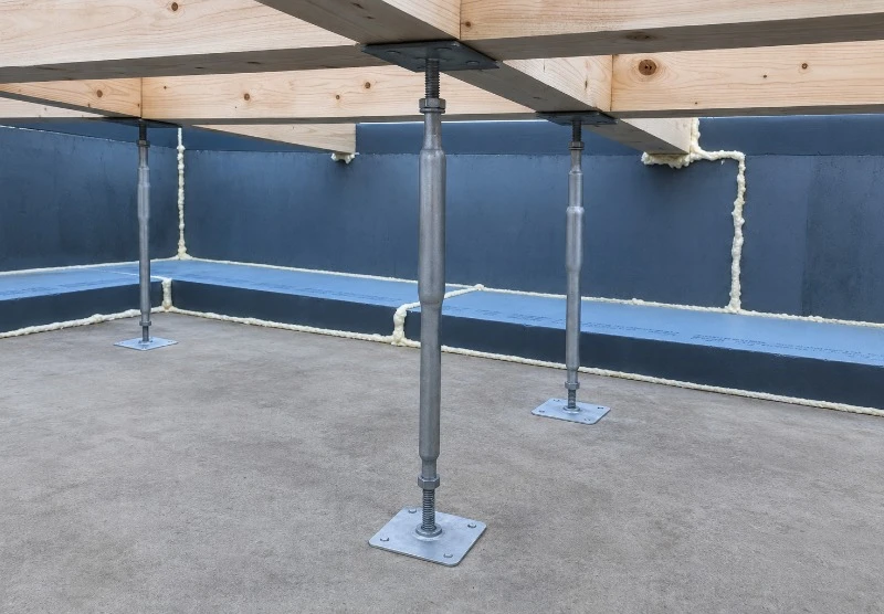 Adjustable Steel Floor Support Installation Under Timber Joists