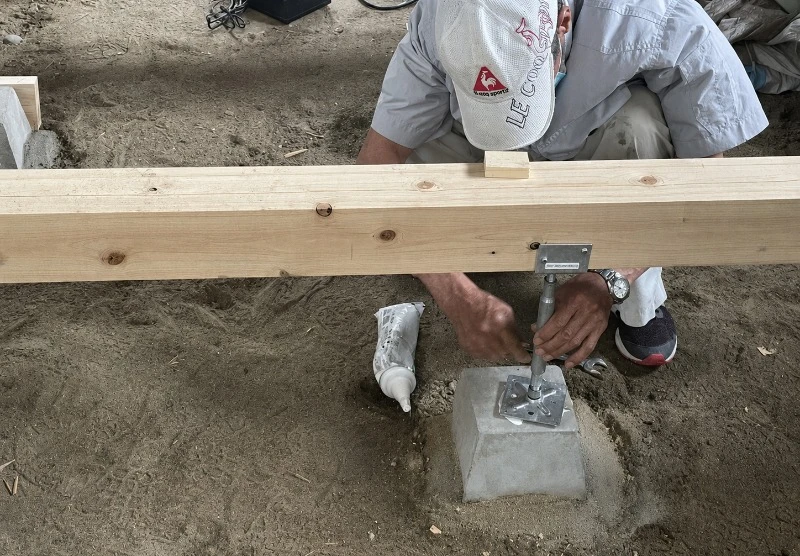 Adjustable Steel Floor Support Installation for Timber Beams