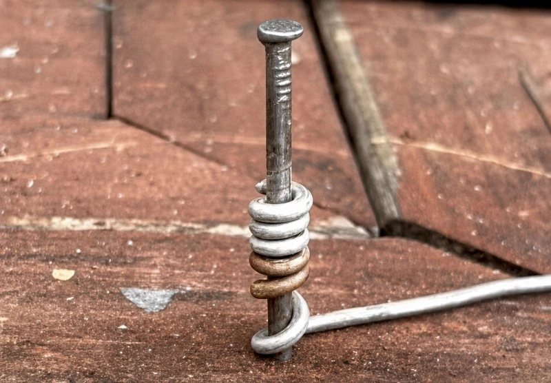 Nail paired with iron wire